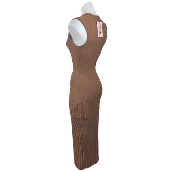 PrettyLittleThings Women's Brown Sleeveless Crew Neck Long Bodycon Maxi Dress 4 - Picture 2 of 5